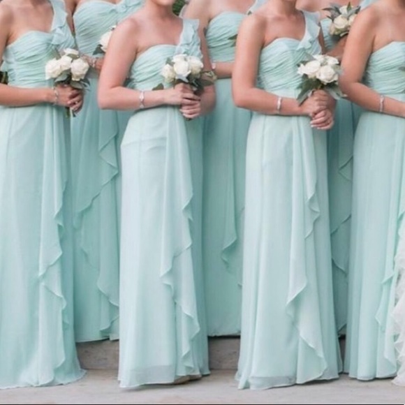 David’s Bridal Mint chiffon dress - Picture 2 of 6